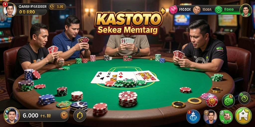 Screenshot gameplay KASTOTO menampilkan aksi seru dalam permainan Poker.